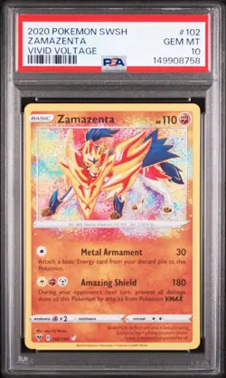 Pokemon Vivid Voltage Zamazenta 102 PSA 10 - Image 1