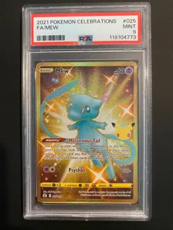 Pokemon Celebrations Mew Secret Rare Holo Full Art 025/025 PSA 9 Mint - Image 1