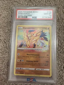 2020 Pokemon Vivid Voltage Zamazenta Amazing Rare #102 PSA 10 GEM MINT - Image 1