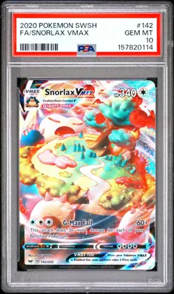 2020 POKEMON SWORD & SHIELD #142 FULL ART/SNORLAX VMAX PSA 10 - Image 1