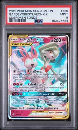 PSA 9 Gardevoir Sylveon GX 130/214 Pokemon Unbroken Bonds Tag Team Sun Moon - Image 1