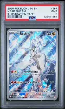 2025 POKEMON JTG EN-JOURNEY TOGETHER ILLUSTRATION RARE #167 N'S RESHIRAM PSA 9 - Image 1