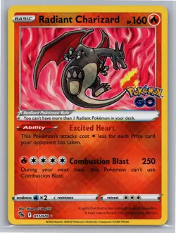 Radiant Charizard 011/078 Radiant Rare Pokemon GO Pokemon Holo Near Mint - Image 1