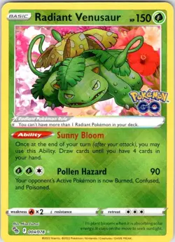 Radiant Venusaur Holo Radiant Rare Pokemon GO 004/078 NM - Image 1