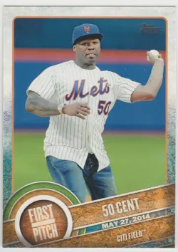 50 CENT 2015 Topps FIRST PITCH Insert Card #FP-14 Mets Citi Field Series One 1 - Image 1