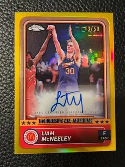 LIAM MCNEELEY UConn 2024 Topps McDonald's All-American Chrome GOLD Ref AUTO /50 - Image 1