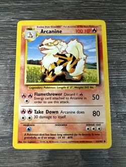 Pokemon TCG Arcanine Base Set, Unlimited Uncommon Card 23/102 LP - Image 1