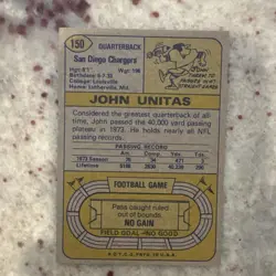 Topps John Unitas San Diego Chargers #150 1974 Topps Base Set Vintage NFL Card - Image 2