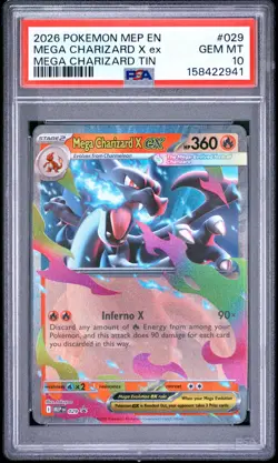 Mega Charizard X EX 029 Tin Black Star Promo Pokemon PSA 10 - Image 1