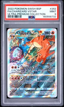 2022 POKEMON SWSH BLACK STAR PROMO #262 FULL ART/CHARIZARD VSTAR PSA 9 - Image 1