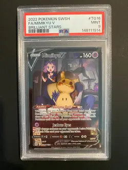 Pokemon Mimikyu V TG16/TG30 Swsh09: Brilliant Stars Trainer Gallery PSA 9 Mint - Image 1