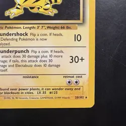 Pokemon Vintage Electabuzz 020/102 Base Set 1999 WotC Non-Holo Rare - Image 4