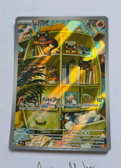 Pokemon TCG Litten 167/162 SV05 Temporal Forces Illustration Rare Full Art Holo - Image 1