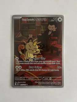 Team Rocket's Meowth 203/182 Illustration Rare Holo Pokemon Destined Rivals NM - Image 1
