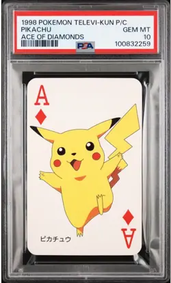PSA10 1998 POKEMON TELEVI-KUN MAGAZINE PLAYING CARDS ACE OF DIAMONDS PIKACHU - Image 1