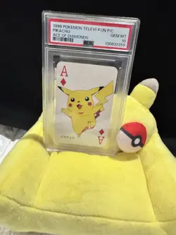 PSA10 1998 POKEMON TELEVI-KUN MAGAZINE PLAYING CARDS ACE OF DIAMONDS PIKACHU - Image 3