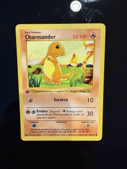 Pokemon Charmander 46/102 1st Edition Shadowless Base Set Card Unplayed NM+ - Image 1