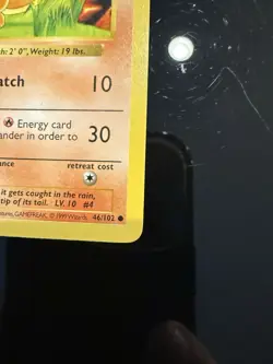 Pokemon Charmander 46/102 1st Edition Shadowless Base Set Card Unplayed NM+ - Image 3