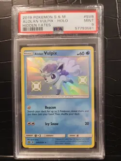PSA 9 Alolan Vulpix SV8/SV94 Hidden Fates: Shiny Vault Holo Pokemon TCG - Image 2