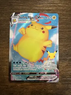 Pokemon Pikachu TCG Surfing VMAX Celebrations Holo Ultra Rare Card 009/025 - Image 1