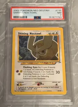 Pokemon Shining Noctowl Neo Destiny Unlimited Holo Rare #110 PSA 7 - Image 1