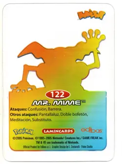 MR. MIME #122 LAMINCARD COLECCION POKEMON LAMINCARDS 2005 EDIBAS (USADA) - Image 2