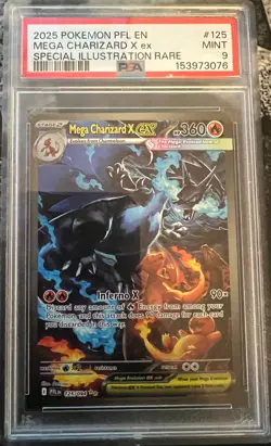 2025 Pokemon PFL EN-Phantasmal Flames PSA 9 Mint Mega Charizard X ex SIR - Image 1
