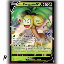 Pokemon GO Sword and Shield Promo Alolan Exeggutor V SWSH225 Ultra Rare Holo NM - Image 1