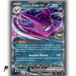 Pokemon Destined Rivals Team Rocket's Crobat ex 122/182 Double Rare Holo Card NM - Image 1