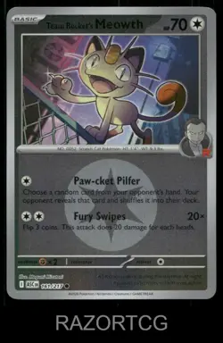 TEAM ROCKETS MEOWTH ENERGY PATTERN161/217 ASCENDED HEROES POKEMON REVERSE NM - Image 1