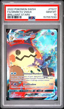 2022 POKEMON SWORD & SHIELD BRILLIANT STARS #TG17 FULL ART/MIMIKYU VMAX PSA 10 - Image 1