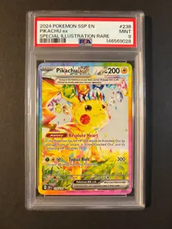 PSA 9 Pokemon Pikachu ex 238/191 Surging Sparks Full Art SIR - Image 1