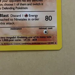 Ninetales 12/102 4th Print Pokemon Card Base Set 1999-2000 WOTC Holo - LP/MP - Image 5