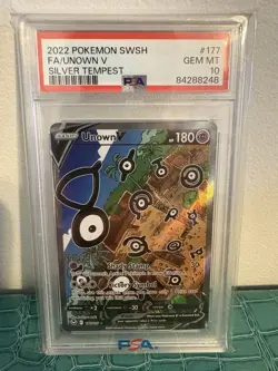 PSA 10 Unown V Full Art Pokemon TCG Silver Tempest Graded Pokemon Card - Image 1