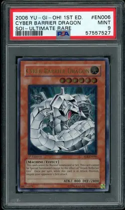 2006 Yu-Gi-Oh! 1st Edition Ultimate Rare Cyber Barrier Dragon SOI-EN006 PSA 9 - Image 1