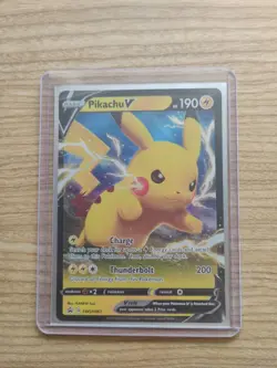 Pokemon TCG Pikachu v SWSH061 Full Art Holo Card Sword and Shield Promo - Image 1