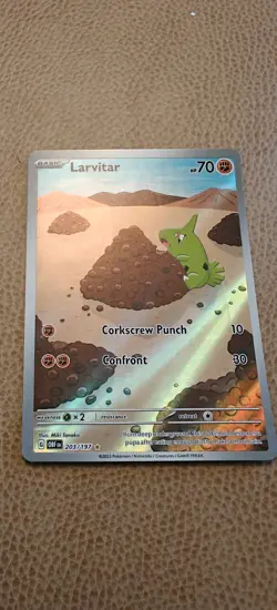 Larvitar 203/197 Illustration Rare Obsidian Flames Pokemon Near Mint - Image 1