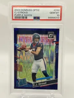 Wow!!! PSA 10-GEM MINT- CJ STROUD 2023 DONRUSS OPTIC PURPLE SHOCK PRIZM RC #244 - Image 1
