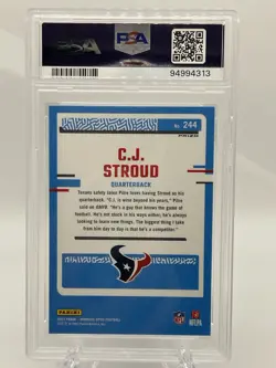 Wow!!! PSA 10-GEM MINT- CJ STROUD 2023 DONRUSS OPTIC PURPLE SHOCK PRIZM RC #244 - Image 2