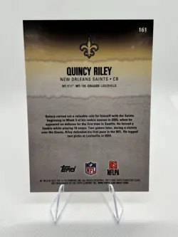 Topps 2025 Signature Class Rookie Pick Quincy Riley Saints #161 02/35 Rookie - Image 2