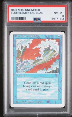 1993 MTG UNLIMITED EDITION BLUE ELEMENTAL BLAST PSA 8 - Image 1