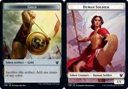 MTG - Gold Token // Human Soldier Token - Foil, Theros Beyond Death - Image 1