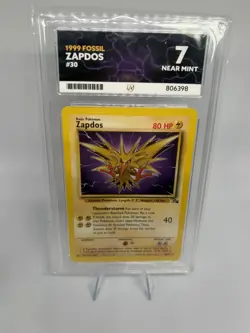 Zapdos Fossil Card 30/62 Unlimited Rare Non-Holo - Ace 7 - Graded Pokemon Slab - Image 1