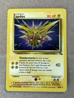 Zapdos Fossil 30/62 Non-Holo Unlimited Rare Pokemon TCG WOTC 1999 Mint Condition - Image 1