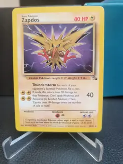 Pokemon TCG Zapdos Fossil Card 30/62 Unlimited Rare Non Holo - PLAYED - Image 1