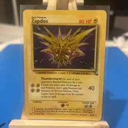 Pokemon TCG Zapdos Fossil Set Unlimited Rare Non-Holo Card 30/62 NM Condition - Image 1