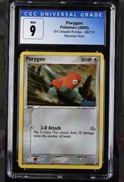 CGC Mint 9 Porygon Reverse Holo 69 Pokemon Unseen Forces - Blue Label - Chumlee - Image 1