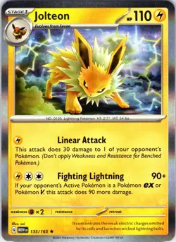 Jolteon 135/165 Rare 151 Pokemon Holo Near Mint - Image 1