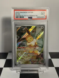 POKEMON 2025 20 Prismatic Evolutions ETB EEVEE Full Art SVP En #173 PSA 9 Mint - Image 1