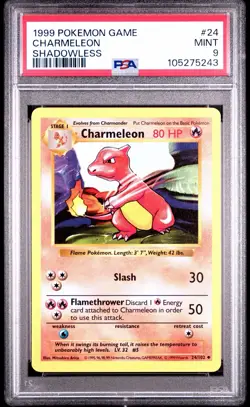 1999 POKEMON BASE SET SHADOWLESS #24 CHARMELEON PSA 9 - Image 1
